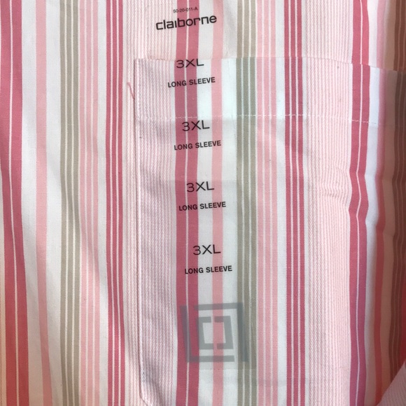 3XL Pink, White & Cream Striped Long Sleeve Shirt - Picture 3 of 3